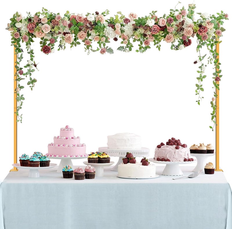 XJar Over The Table Rod Stand with Clamps, Adjustable Table Arch 27"-42" Tall, 46"-102" Length, Flower and Balloon Arch Stand for Wedding, Party, Birthday, Christmas, Halloween Decorations, Gold - Image 5